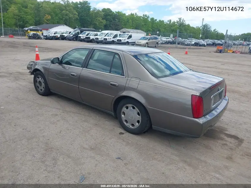 2002 Cadillac Deville Dhs VIN: 1G6KE57Y12U114672 Lot: 45133029