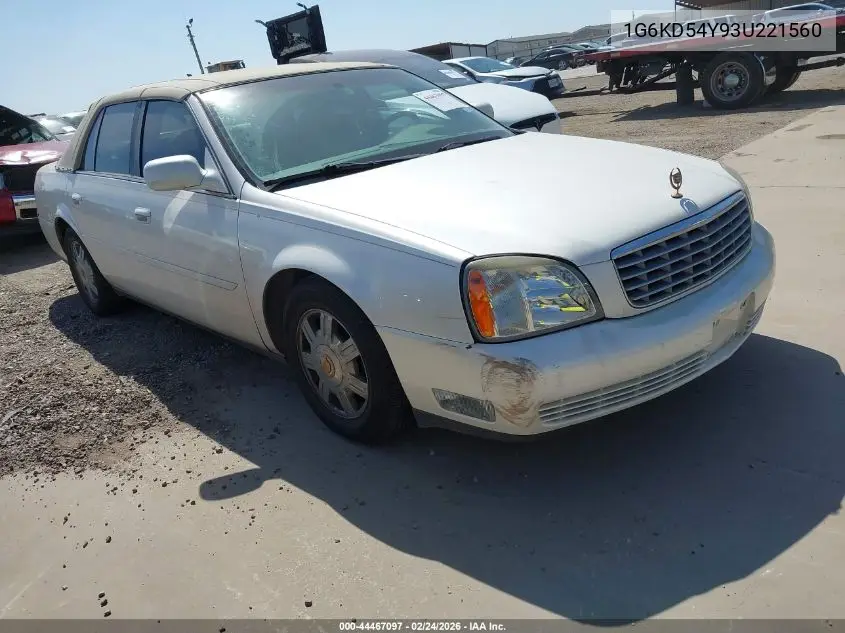 2003 Cadillac Deville Standard VIN: 1G6KD54Y93U221560 Lot: 44467097