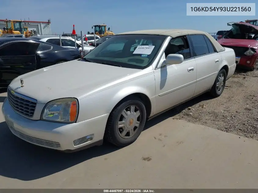 2003 Cadillac Deville Standard VIN: 1G6KD54Y93U221560 Lot: 44467097