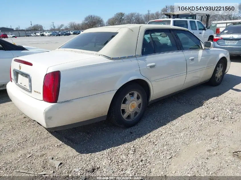 2003 Cadillac Deville Standard VIN: 1G6KD54Y93U221560 Lot: 44467097