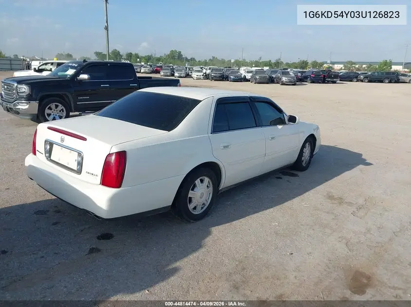 2003 Cadillac Deville Standard VIN: 1G6KD54Y03U126823 Lot: 44814474