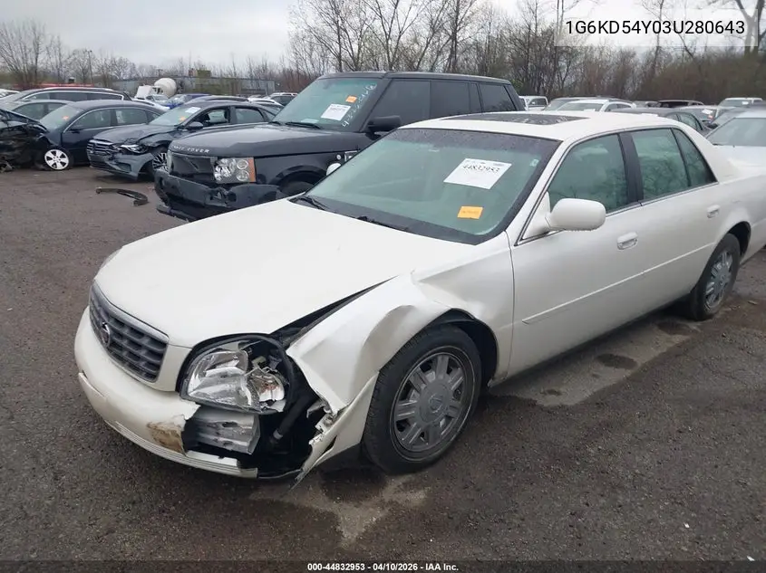 2003 Cadillac Deville Standard VIN: 1G6KD54Y03U280643 Lot: 44832953