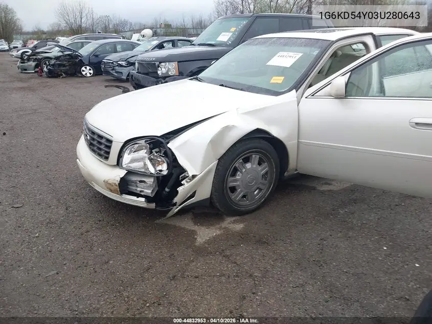 2003 Cadillac Deville Standard VIN: 1G6KD54Y03U280643 Lot: 44832953