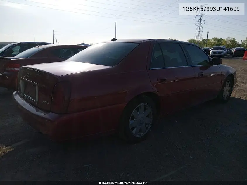 2003 Cadillac Deville Dts VIN: 1G6KF57993U141609 Lot: 44920271