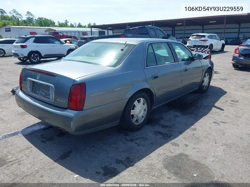 2003 Cadillac Deville Standard VIN: 1G6KD54Y93U229559 Lot: 45047646