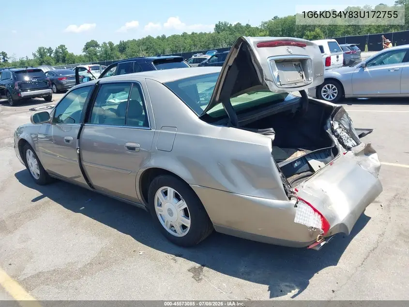 2003 Cadillac Deville Standard VIN: 1G6KD54Y83U172755 Lot: 45573085