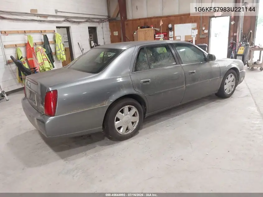 2003 Cadillac Deville Dts VIN: 1G6KF57983U221144 Lot: 45644993