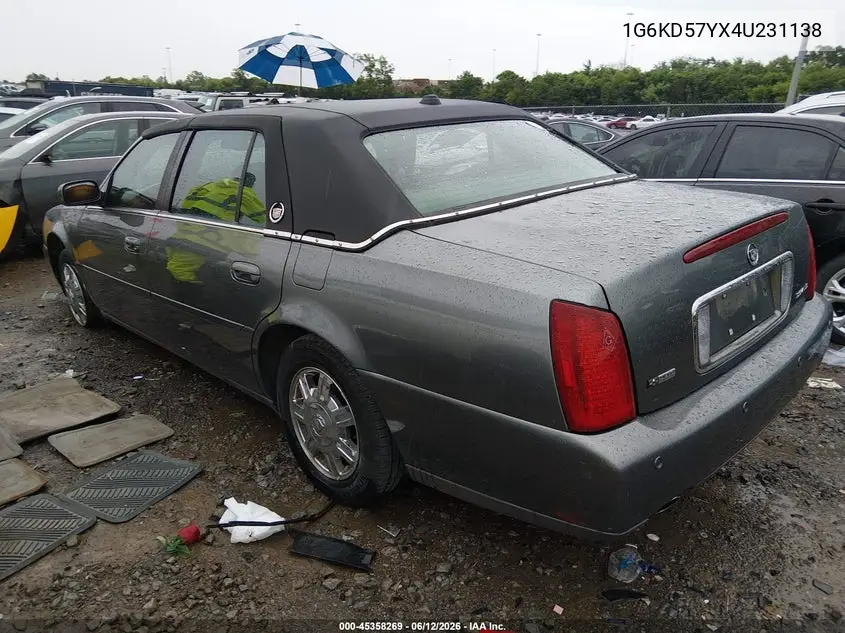 2004 Cadillac Deville Standard VIN: 1G6KD57YX4U231138 Lot: 45358269