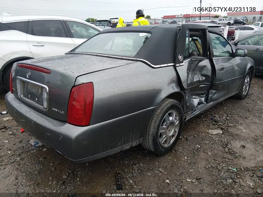 2004 Cadillac Deville Standard VIN: 1G6KD57YX4U231138 Lot: 45358269