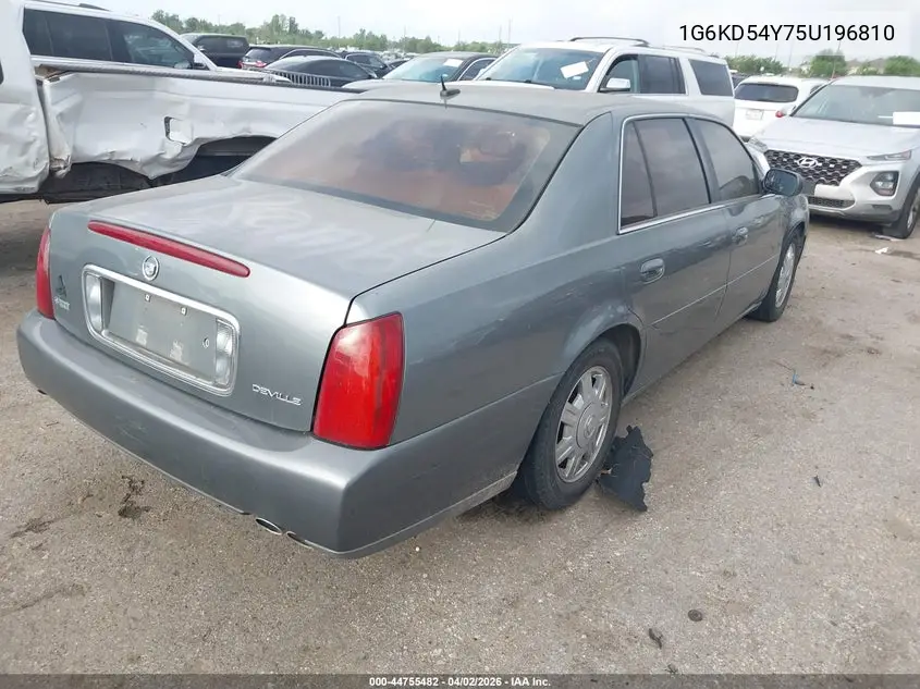 2005 Cadillac Deville Livery VIN: 1G6KD54Y75U196810 Lot: 44755482