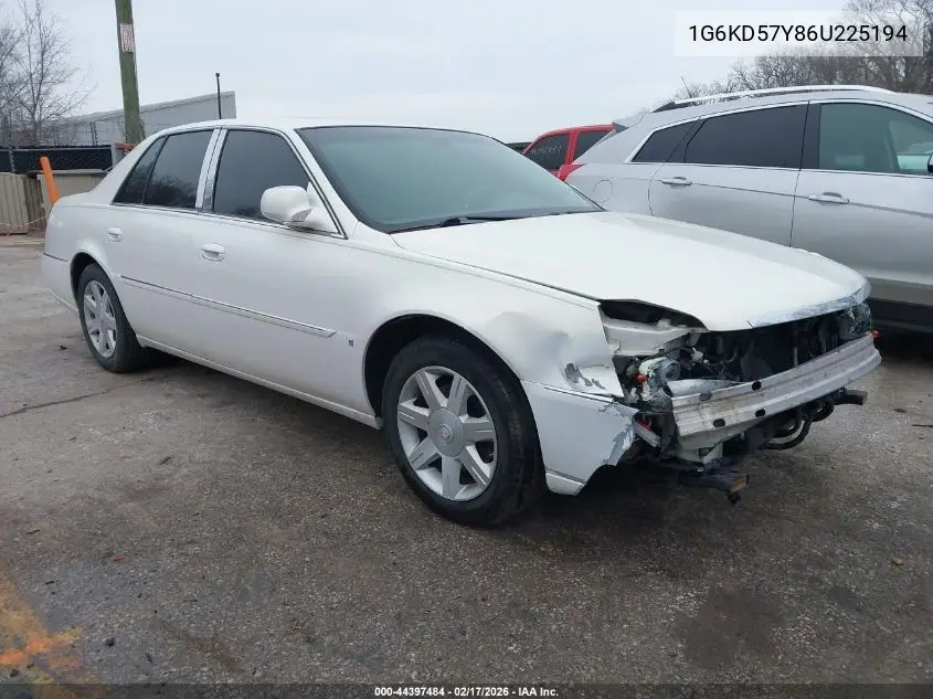 2006 Cadillac Dts Standard VIN: 1G6KD57Y86U225194 Lot: 44397484