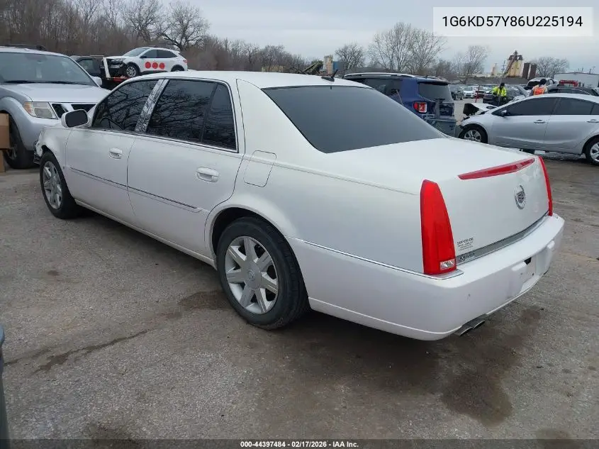2006 Cadillac Dts Standard VIN: 1G6KD57Y86U225194 Lot: 44397484