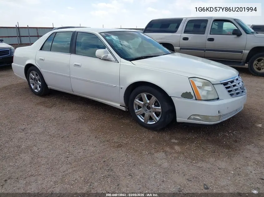2006 Cadillac Dts Standard VIN: 1G6KD57Y86U201994 Lot: 44513863