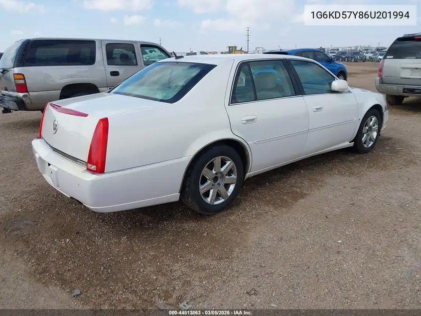 2006 Cadillac Dts Standard VIN: 1G6KD57Y86U201994 Lot: 44513863