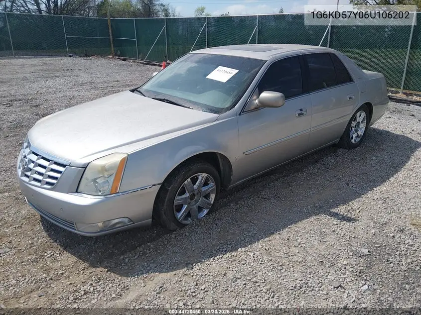2006 Cadillac Dts Standard VIN: 1G6KD57Y06U106202 Lot: 44720450