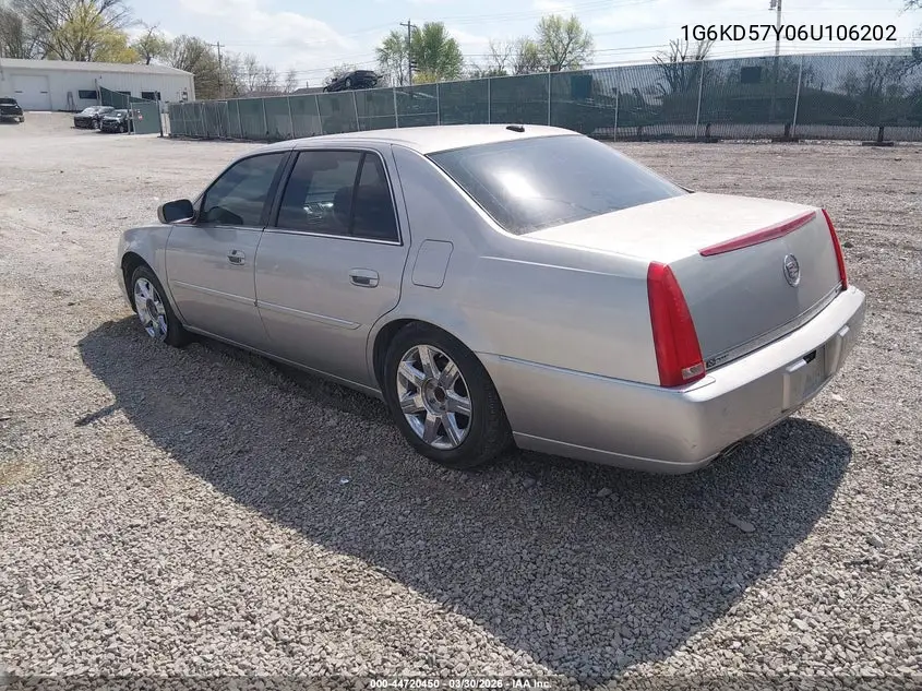 2006 Cadillac Dts Standard VIN: 1G6KD57Y06U106202 Lot: 44720450