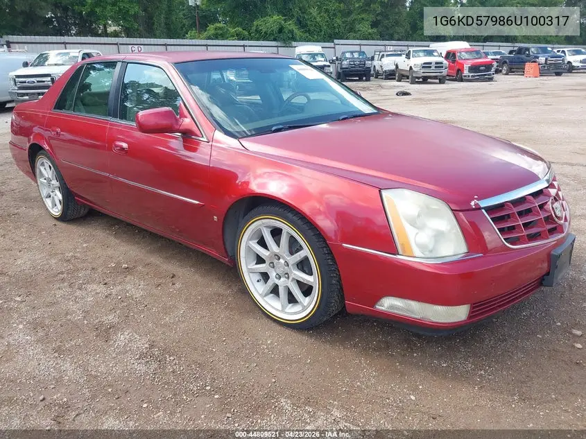2006 Cadillac Dts Performance VIN: 1G6KD57986U100317 Lot: 44809521