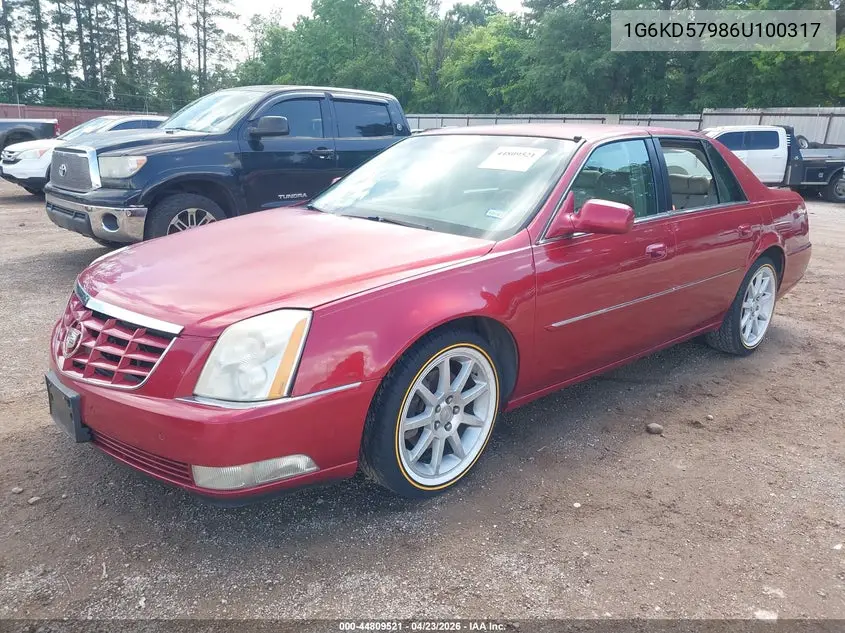 2006 Cadillac Dts Performance VIN: 1G6KD57986U100317 Lot: 44809521