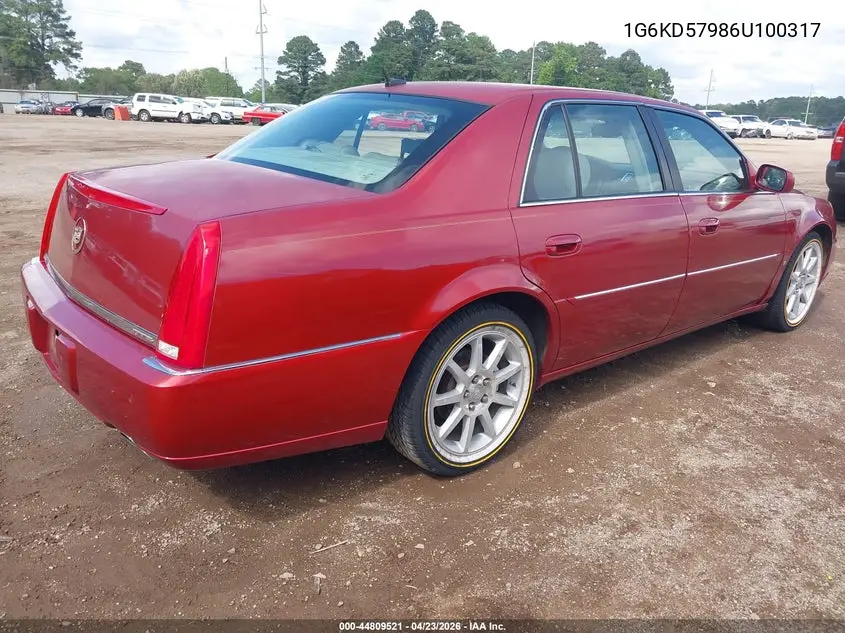 2006 Cadillac Dts Performance VIN: 1G6KD57986U100317 Lot: 44809521