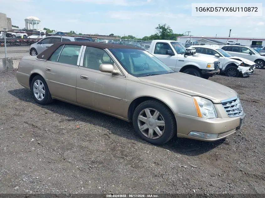 2006 Cadillac Dts 1Sb VIN: 1G6KD57YX6U110872 Lot: 45393658