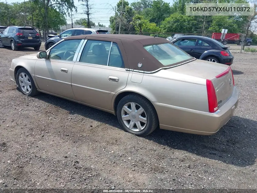 2006 Cadillac Dts 1Sb VIN: 1G6KD57YX6U110872 Lot: 45393658