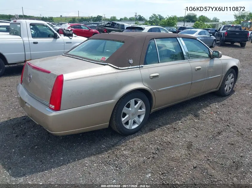 2006 Cadillac Dts 1Sb VIN: 1G6KD57YX6U110872 Lot: 45393658