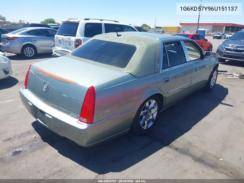 2006 Cadillac Dts 1Sb VIN: 1G6KD57Y96U151137 Lot: 45522767