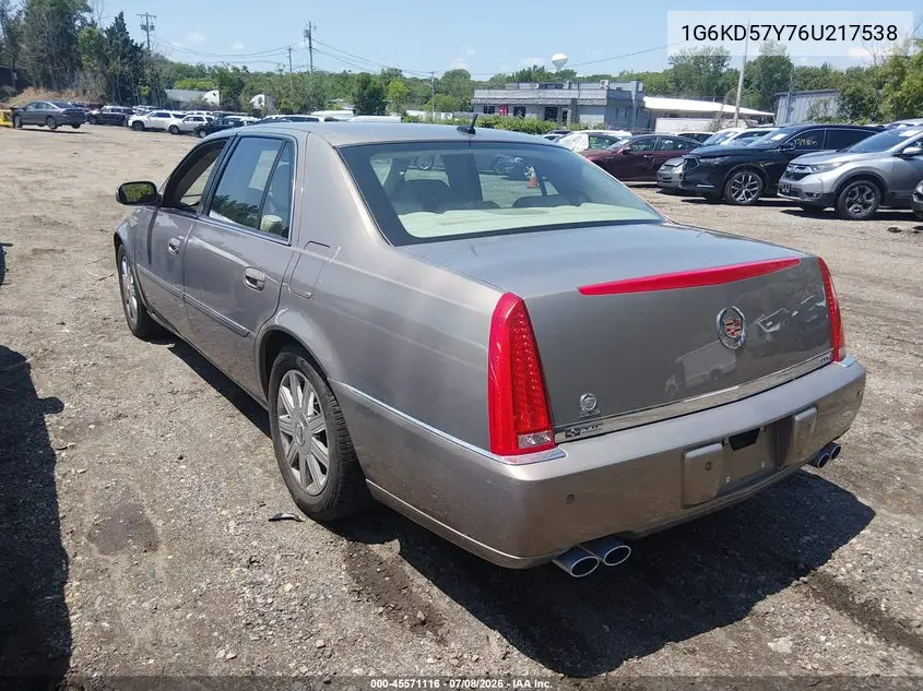 2006 Cadillac Dts 1Sb VIN: 1G6KD57Y76U217538 Lot: 45571116