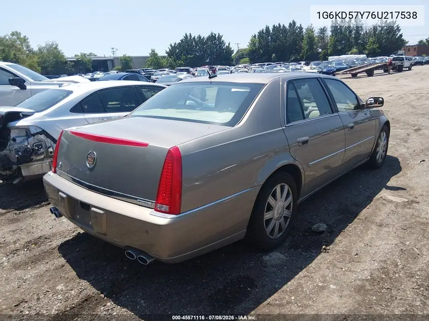 2006 Cadillac Dts 1Sb VIN: 1G6KD57Y76U217538 Lot: 45571116