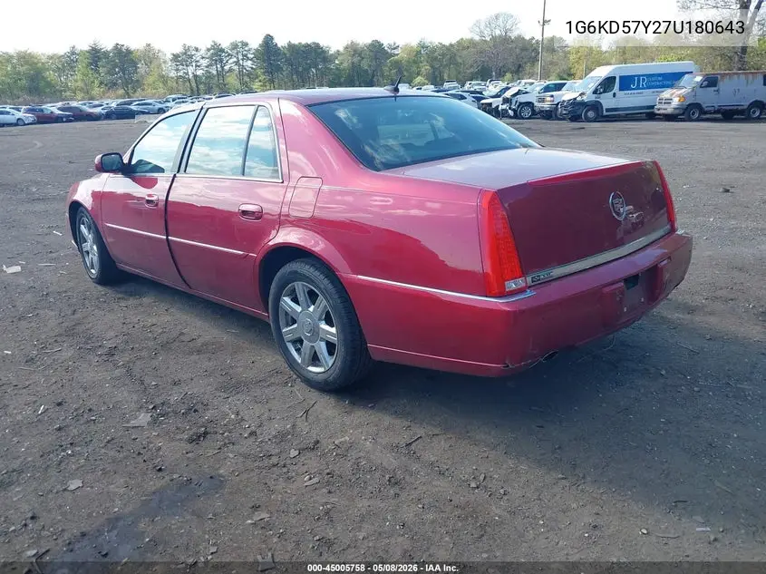2007 Cadillac Dts Luxury I VIN: 1G6KD57Y27U180643 Lot: 45005758