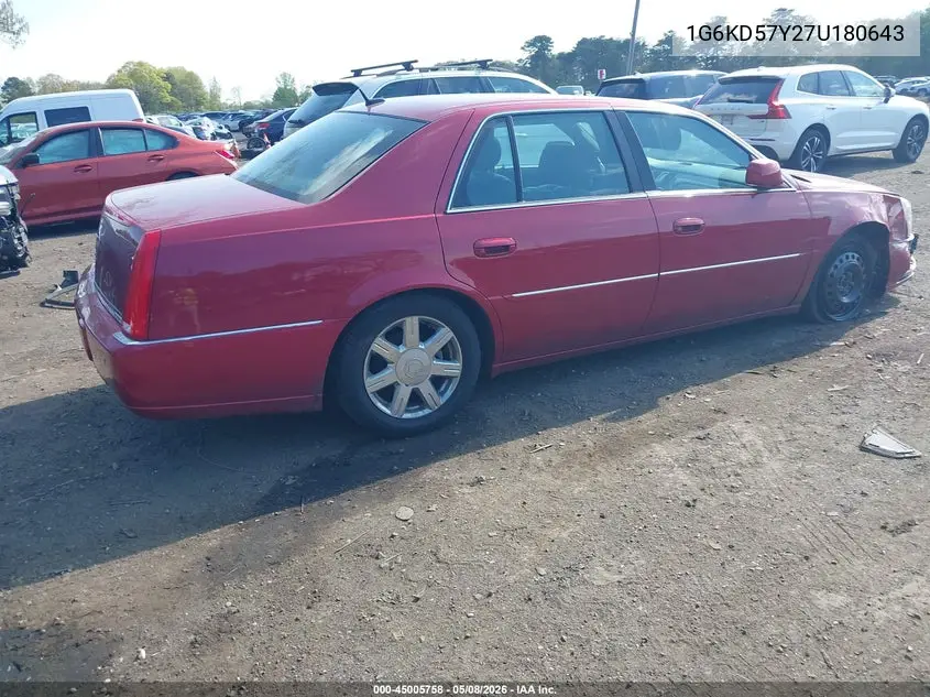 2007 Cadillac Dts Luxury I VIN: 1G6KD57Y27U180643 Lot: 45005758