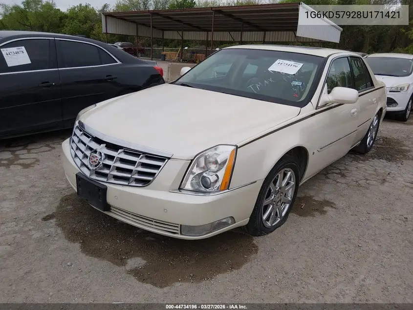 2008 Cadillac Dts 1Se VIN: 1G6KD57928U171421 Lot: 44734196