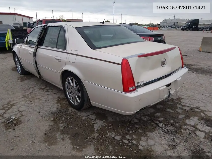 2008 Cadillac Dts 1Se VIN: 1G6KD57928U171421 Lot: 44734196