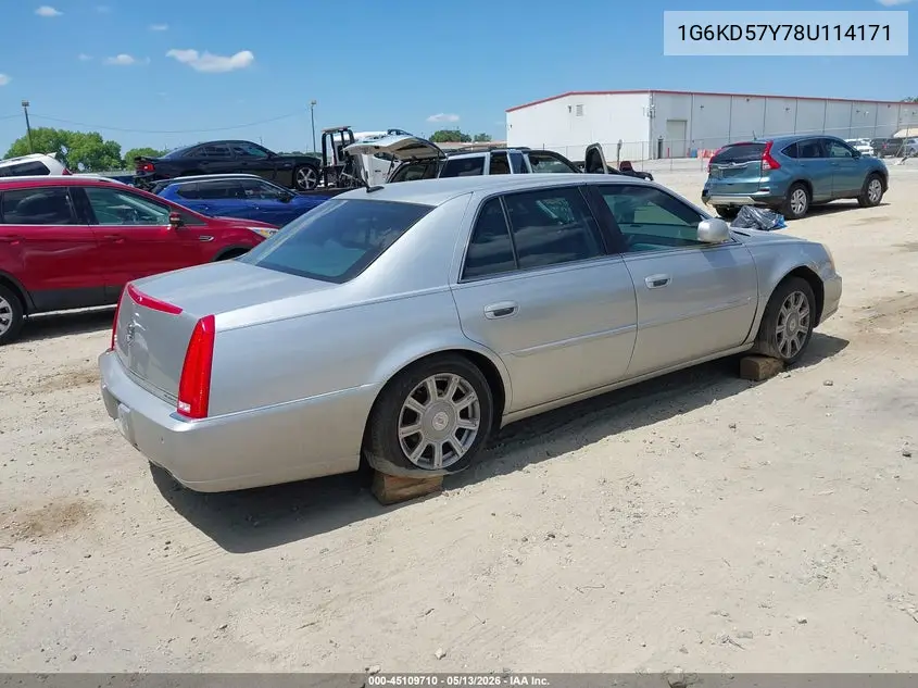 2008 Cadillac Dts 1Sc VIN: 1G6KD57Y78U114171 Lot: 45109710
