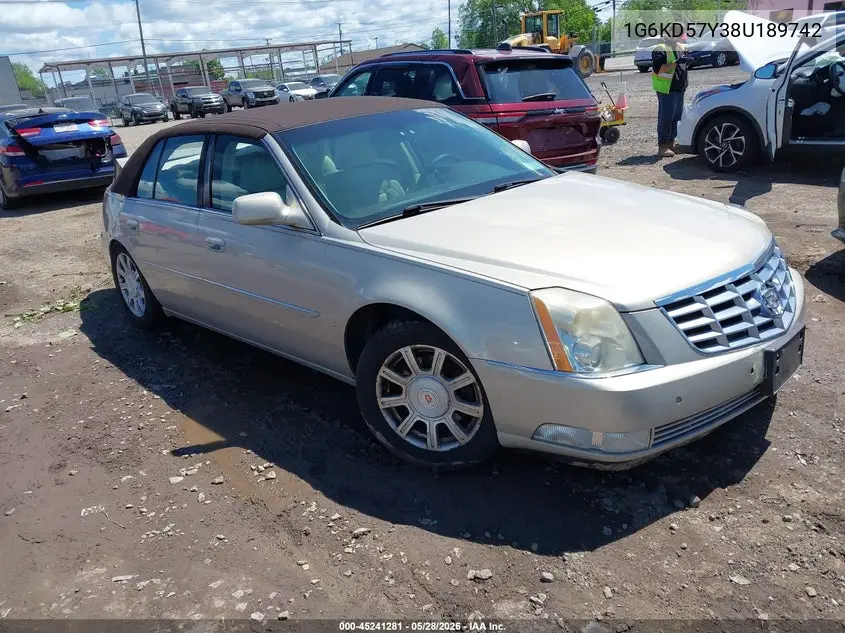 2008 Cadillac Dts 1Sb VIN: 1G6KD57Y38U189742 Lot: 45241281