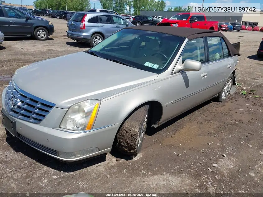 2008 Cadillac Dts 1Sb VIN: 1G6KD57Y38U189742 Lot: 45241281
