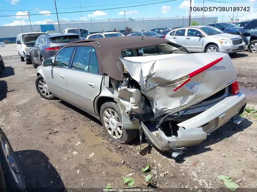 2008 Cadillac Dts 1Sb VIN: 1G6KD57Y38U189742 Lot: 45241281