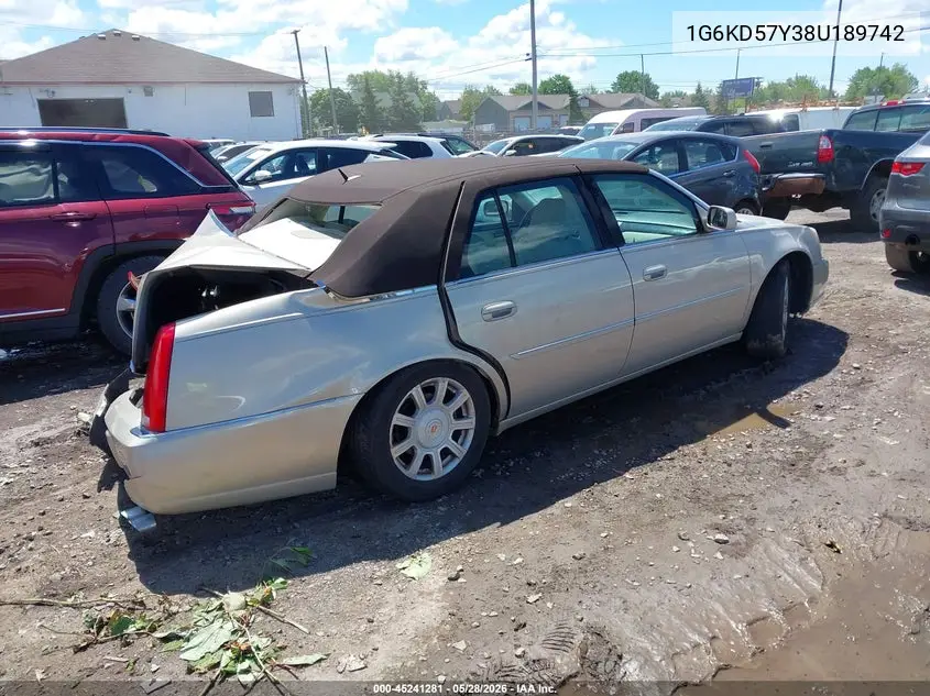 2008 Cadillac Dts 1Sb VIN: 1G6KD57Y38U189742 Lot: 45241281