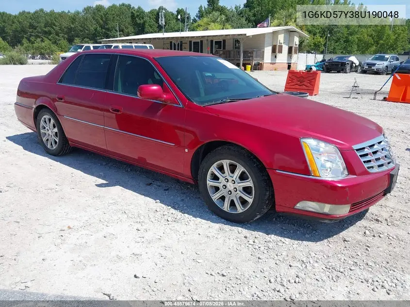 2008 Cadillac Dts 1Sb VIN: 1G6KD57Y38U190048 Lot: 45575674