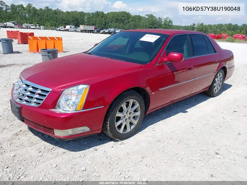 2008 Cadillac Dts 1Sb VIN: 1G6KD57Y38U190048 Lot: 45575674
