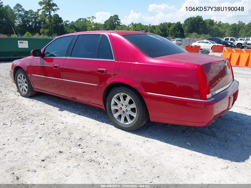 2008 Cadillac Dts 1Sb VIN: 1G6KD57Y38U190048 Lot: 45575674