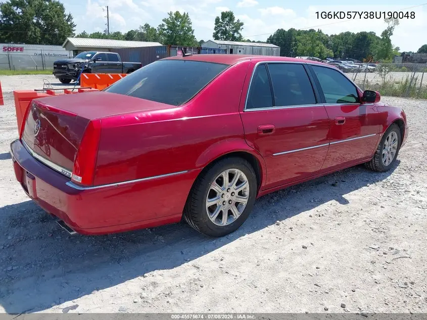 2008 Cadillac Dts 1Sb VIN: 1G6KD57Y38U190048 Lot: 45575674