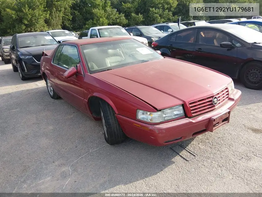 2000 Cadillac Eldorado Etc VIN: 1G6ET1292YU179681 Lot: 45465172
