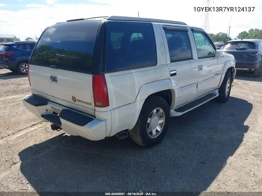 2000 Cadillac Escalade Standard VIN: 1GYEK13R7YR124137 Lot: 45400067