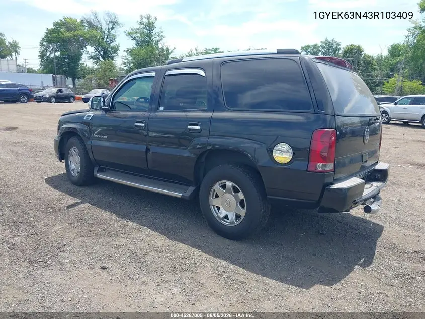 2003 Cadillac Escalade Standard VIN: 1GYEK63N43R103409 Lot: 45267005