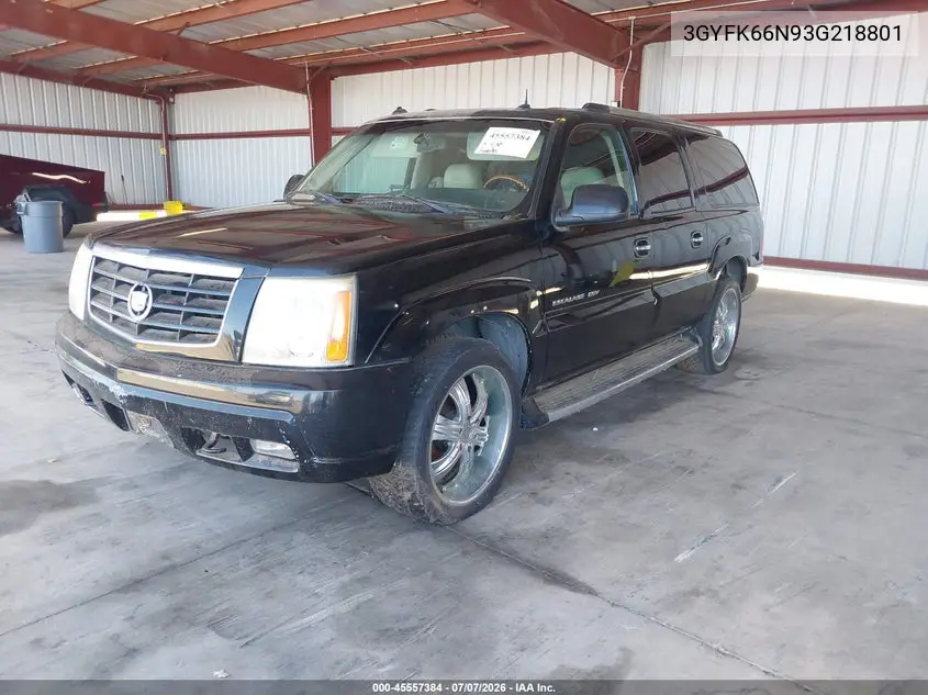 2003 Cadillac Escalade Esv VIN: 3GYFK66N93G218801 Lot: 45557384