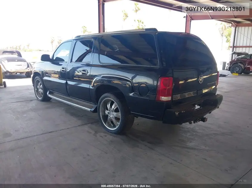 2003 Cadillac Escalade Esv VIN: 3GYFK66N93G218801 Lot: 45557384