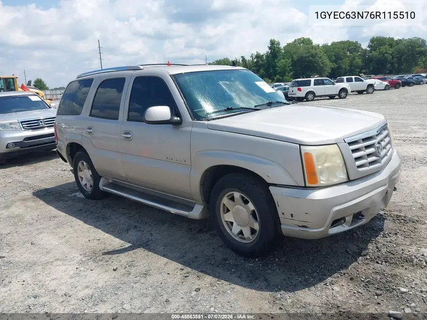 2006 Cadillac Escalade Standard VIN: 1GYEC63N76R115510 Lot: 45563551
