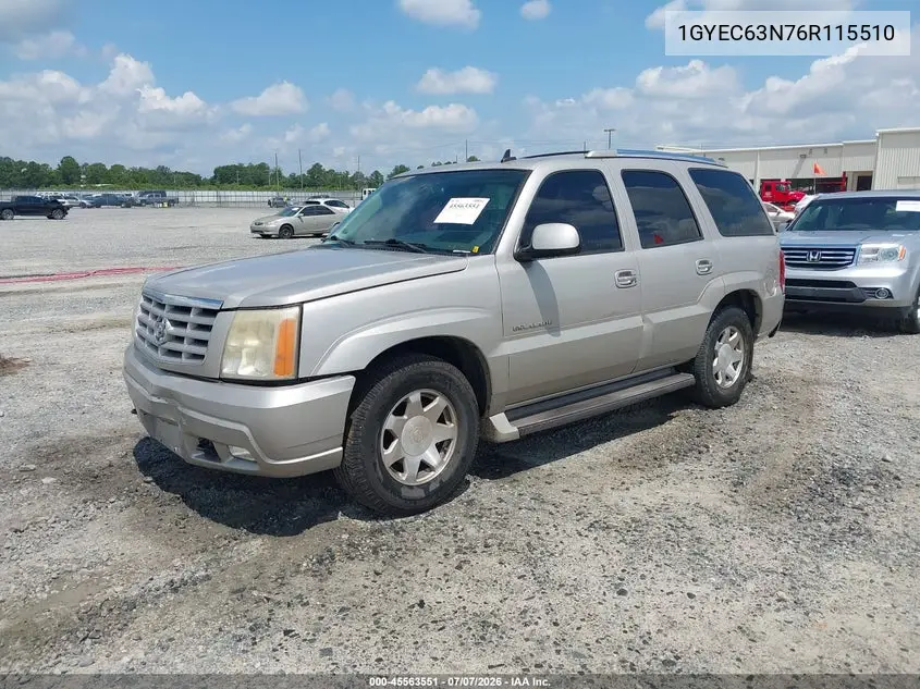 2006 Cadillac Escalade Standard VIN: 1GYEC63N76R115510 Lot: 45563551