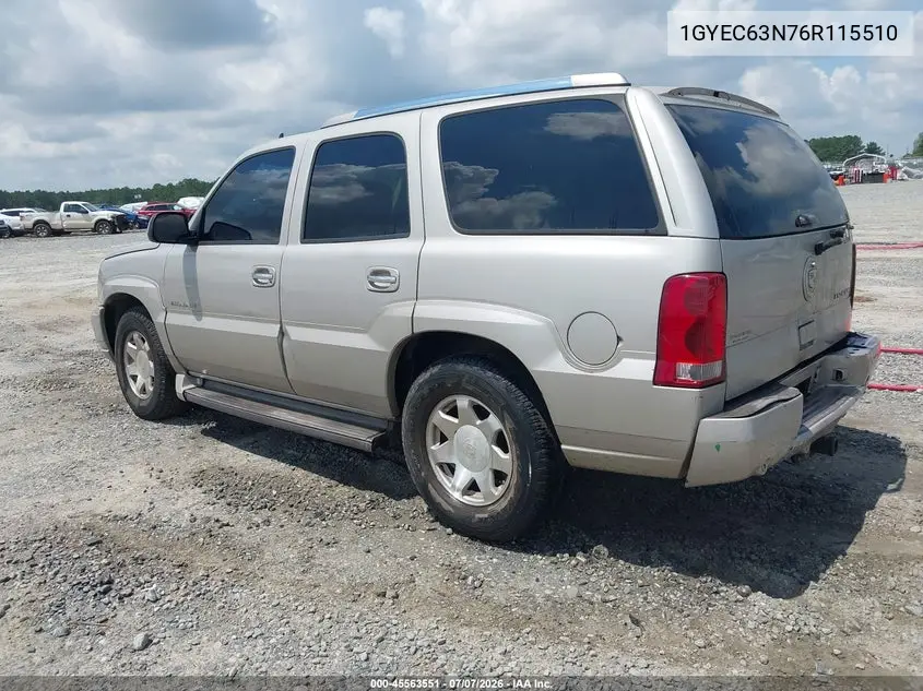 2006 Cadillac Escalade Standard VIN: 1GYEC63N76R115510 Lot: 45563551
